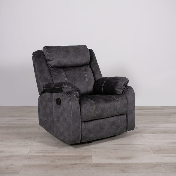 Homeroots 35" Granite Gray Fabric Manual Recliner - Cozy Glider Chair For Ultimate Comfort & Relaxation!   563933