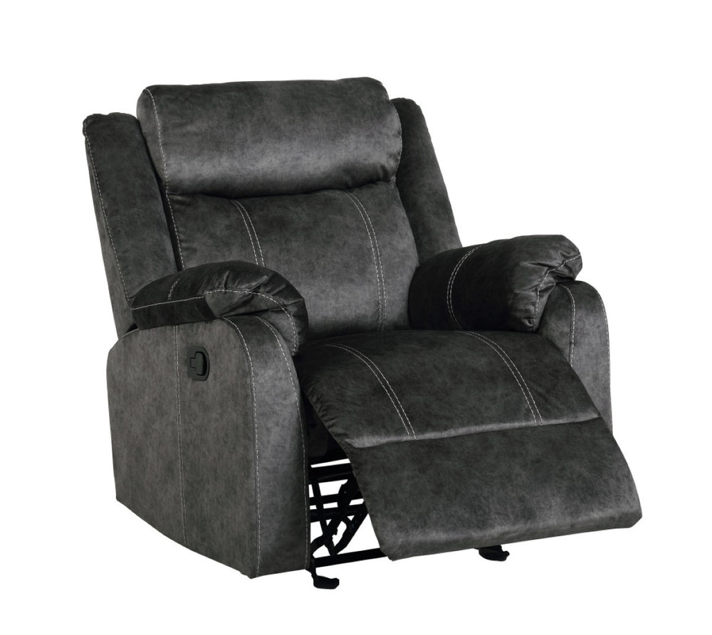 HomeRoots 35" Granite Gray Fabric Manual Recliner - Luxurious Comfort, Smooth Gliding & Stylish Design for Any Room 563933