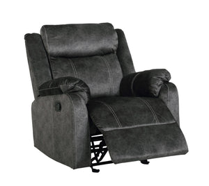 HomeRoots 35" Granite Gray Fabric Manual Recliner - Luxurious Comfort, Smooth Gliding & Stylish Design for Any Room 563933