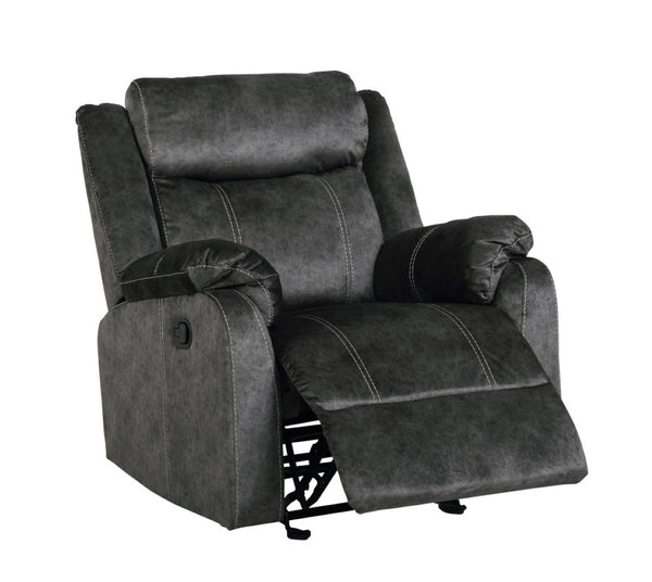 HomeRoots 35" Granite Gray Fabric Manual Recliner - Luxurious Comfort, Smooth Gliding & Stylish Design for Any Room 563933