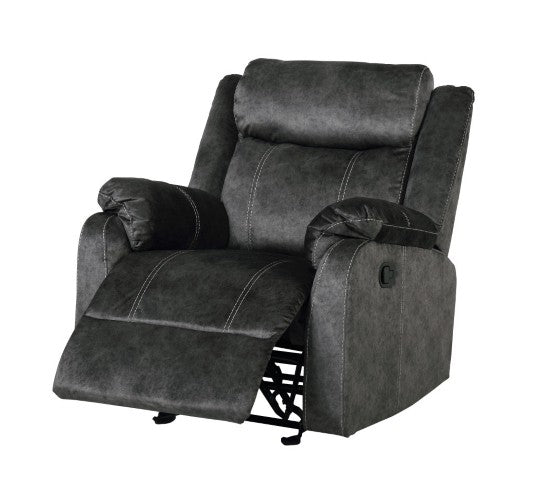 Homeroots 35" Granite Gray Fabric Manual Recliner - Cozy Glider Chair For Ultimate Comfort & Relaxation!   563933