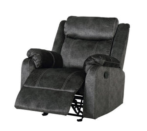 Homeroots 35" Granite Gray Fabric Manual Recliner - Cozy Glider Chair For Ultimate Comfort & Relaxation!   563933