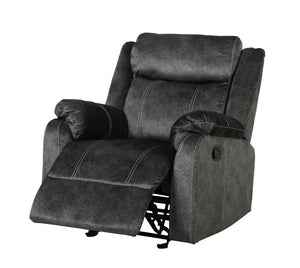 Homeroots 35" Granite Gray Fabric Manual Recliner - Cozy Glider Chair For Ultimate Comfort & Relaxation!   563933