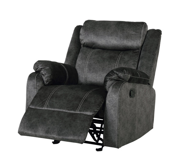 Homeroots 35" Granite Gray Fabric Manual Recliner - Cozy Glider Chair For Ultimate Comfort & Relaxation!   563933