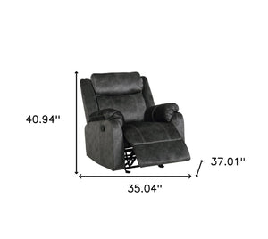 Homeroots 35" Granite Gray Fabric Manual Recliner - Cozy Glider Chair For Ultimate Comfort & Relaxation!   563933