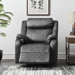Homeroots 35" Granite Gray Fabric Manual Recliner - Cozy Glider Chair For Ultimate Comfort & Relaxation!   563933