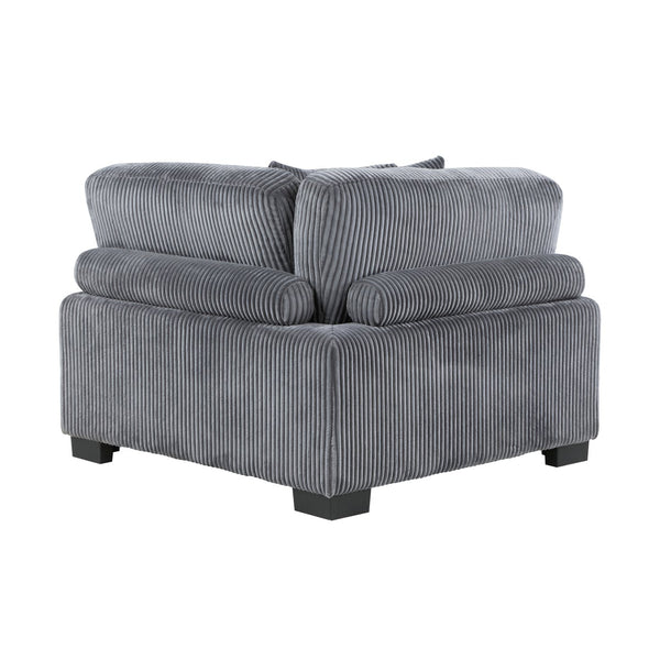 English Elm 1Pc Modern Modular Corner Seat In Plush Gray Corduroy With Pillows – Cozy & Customizable Living Room Furniture B011P220980