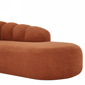 English Elm 80" Curved Sofa Scalloped Bubble Back Polyester Upholstered Modern Living Room Seating Dark Orange N771P397555C