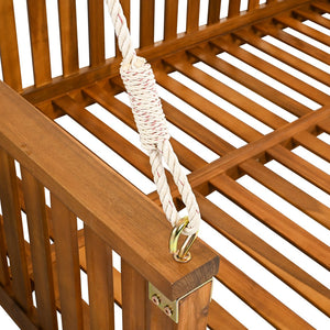 English Elm TOPMAX Acacia Patio Swing Bed Twin Size Teak – Weather‑Resistant Wooden Porch Swing, 350 lb Capacity N717P214425D