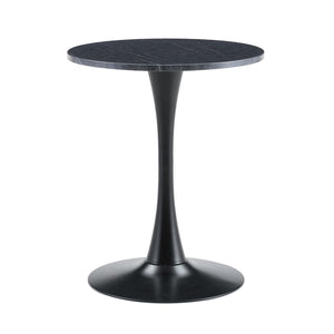 English Elm Round Faux Marble Tulip Dining Table Mid Century Pedestal Base for Compact Kitchens Black+Gery W2920P395716