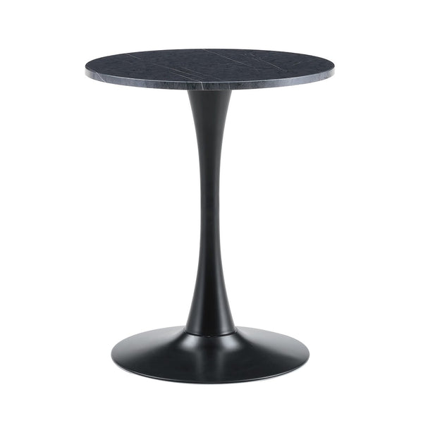 English Elm Round Faux Marble Tulip Dining Table Mid Century Pedestal Base for Compact Kitchens Black+Gery W2920P395716