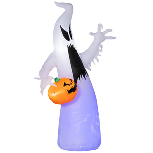 English Elm Homcom 5.9' Inflatable Ghost & Pumpkin Yard Decor - Led Halloween Decoration, Waterproof, Easy Setup! W2225P229471