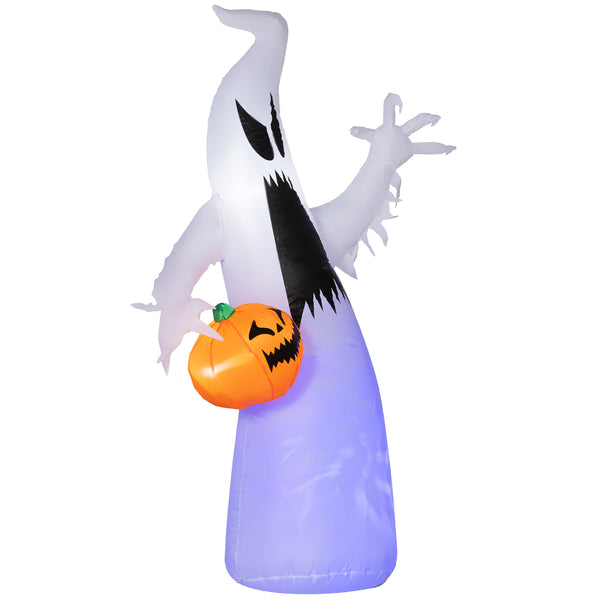 English Elm Homcom 5.9' Inflatable Ghost & Pumpkin Yard Decor - Led Halloween Decoration, Waterproof, Easy Setup! W2225P229471