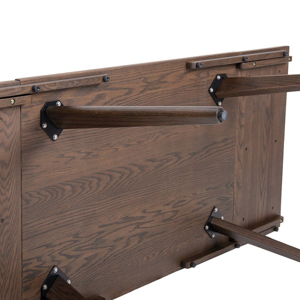 English Elm Jennifer Taylor Home - Capri Solid Red Oak Extendable Dining Table 47–78.5" Seating 4–6, Mid-Century Tapered Legs, Grain Finish Dark Brown B2719P395574