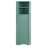 English Elm Tall Bathroom Corner Cabinet, Freestanding Storage Cabinet With Doors and Adjustable Shelves, Mdf Board, Green