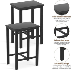 English Elm 5 Industrial Dining Table Set for 4 with 4 Bar Stools, Waterproof Metal Frame, Space-Saving Design, Durable Counter Height W578118710