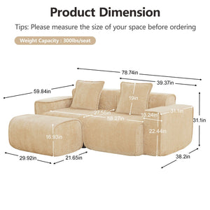 English Elm Streamlined Velvet Modular L-shape Sectional Sofa with Cloud Foam and French Piping Light Camel W3041S00350