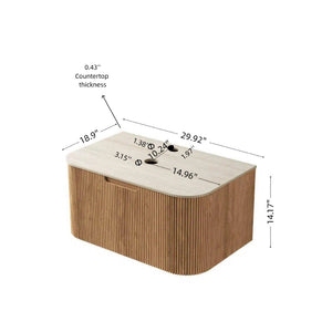 English Elm 30" Muri Oak Woodgrain Plywood Vanity Base Cabinet with Soft Close Doors W2615P338022