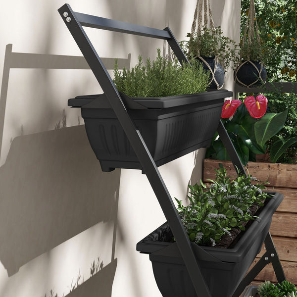 English Elm Outdoor Four Tier Vertical Garden Planter Steel Frame Raised Bed for Patio Balcony T3971P422047