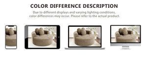 English Elm Round Cloud Sofa Bed Waffle Fabric Memory Foam Convertible Couch for Small Space Living Brown W3224P492001