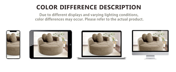 English Elm Round Cloud Sofa Bed Waffle Fabric Memory Foam Convertible Couch for Small Space Living Brown W3224P492001