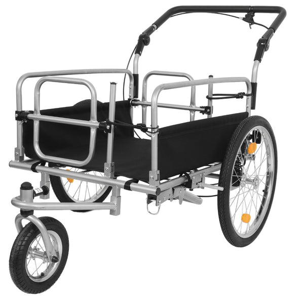 English Elm 3-in-1 Convertible Bike Cargo Trailer Steel Frame 110lb Capacity with Suspension W2932P289394