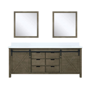 English Elm Rustic Double Bath Vanity 80 in. W x 22 in. D with Cultured Marble Top, Soft-Close Drawers & Mirrors B2731S00906