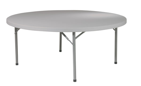 OSP Home Furnishings 48" Round Folding Table with Resin Top and Steel Frame for Parties or Workspace 71" BT71Q