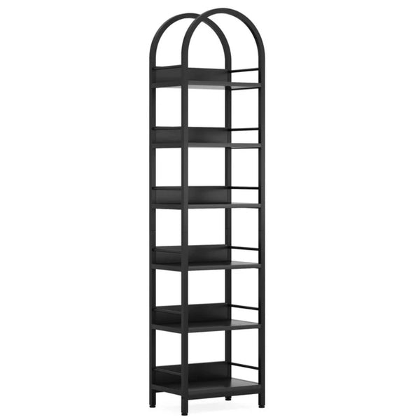 English Elm Versatility Arched 6-tier Corner Bookcase Tall Wood Grain Etagere for Living Room T3971P449203