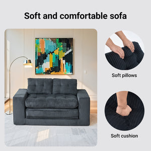 English Elm Loveseat Sofa Bed - Memory Foam Comfort, Space-Saving Design, No Assembly Required, Stylish Corduroy Fabric W2959P379140