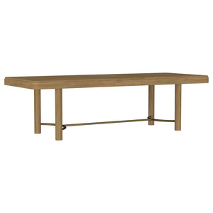 English Elm Benson Sand Wash Extension Dining Table with Removable Leaf, Rounded Corners & Antique Brass Stretcher B062P374100