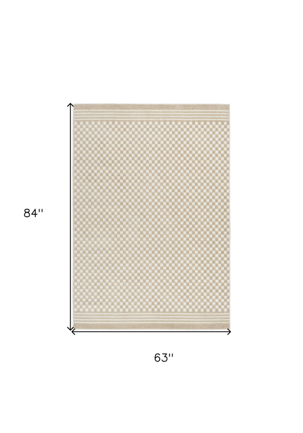 Homeroots 5' X 7' Beige Geometric Area Rug  Polypropylene 564022