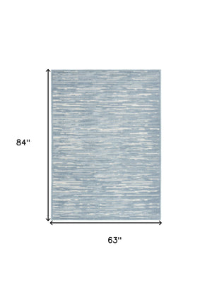 Homeroots 5' X 7' Blue Geometric Area Rug  Polypropylene 564025