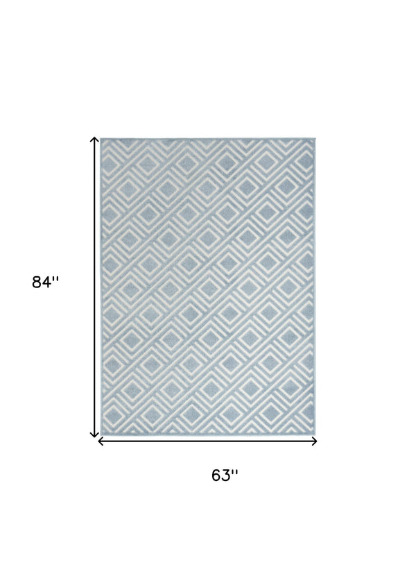 Homeroots 5' X 7' Blue Geometric Area Rug  Polypropylene 564026