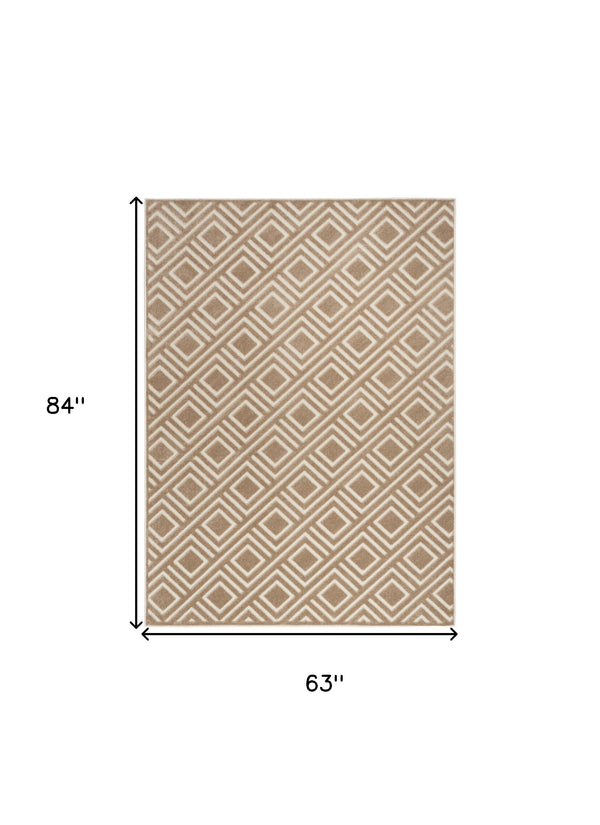 Homeroots 5' X 7' Brown Geometric Area Rug  Polypropylene 564028