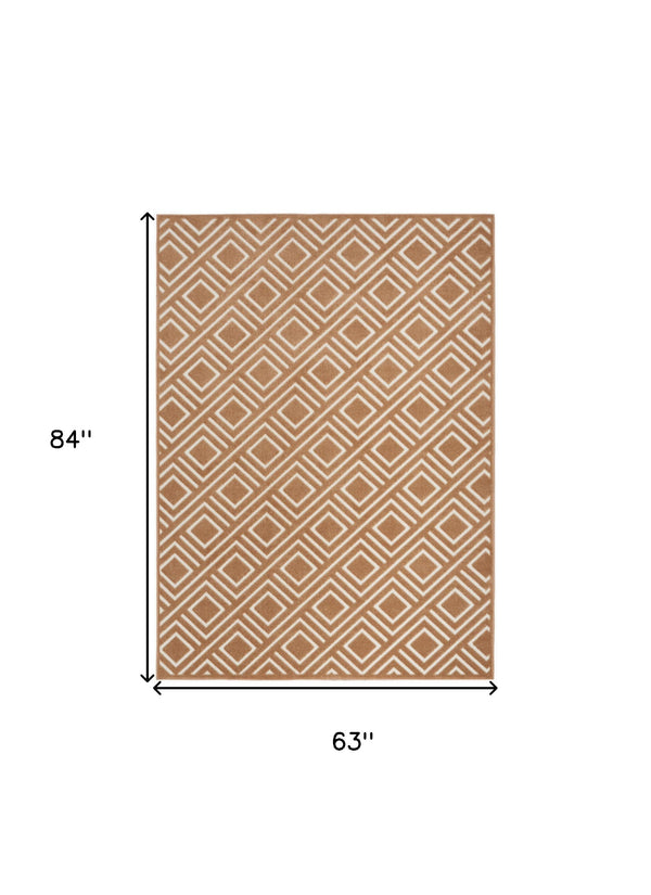 Homeroots 5' X 7' Brown Geometric Area Rug  Polypropylene 564030