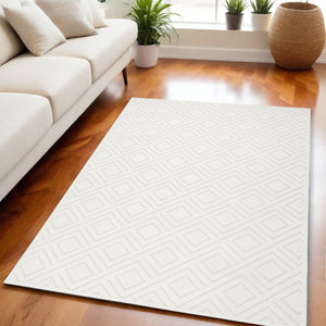 Homeroots 5' X 7' Cream Geometric Area Rug  Polypropylene 564039