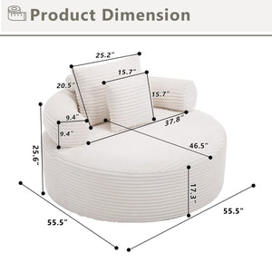 English Elm Round Cloud Sofa Bed with Memory Foam Fill Convertible Sectional for Living Spaces W3224P444275
