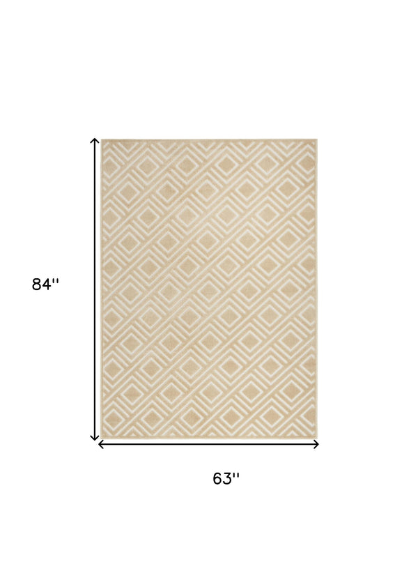 Homeroots 5' X 7' Tan Geometric Area Rug  Polypropylene 564045