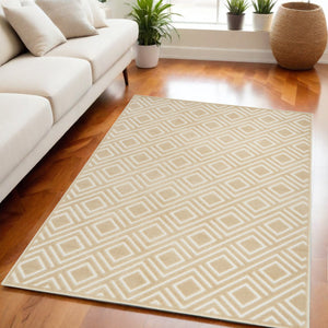 Homeroots 5' X 7' Tan Geometric Area Rug  Polypropylene 564045