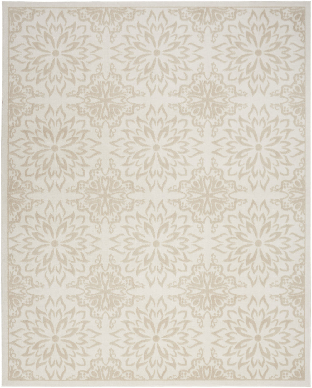 Homeroots 7' X 10' Beige And Ivory Floral Non Skid Area Rug  Polypropylene 564046