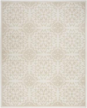Homeroots 7' X 10' Beige And Ivory Floral Non Skid Area Rug  Polypropylene 564046