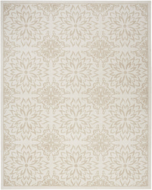 Homeroots 7' X 10' Beige And Ivory Floral Non Skid Area Rug  Polypropylene 564046