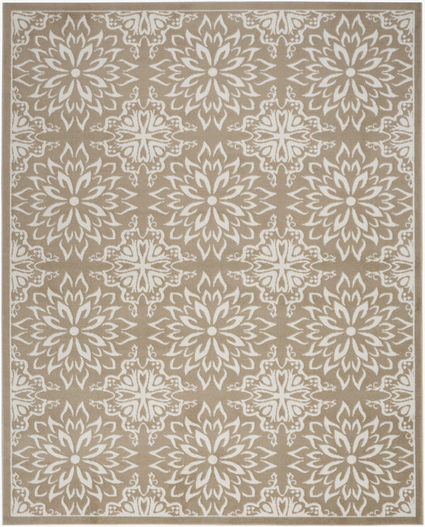 Homeroots 7' X 10' Taupe And Ivory Floral Non Skid Area Rug  Polypropylene 564047