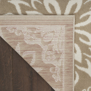 Homeroots 7' X 10' Taupe And Ivory Floral Non Skid Area Rug  Polypropylene 564047