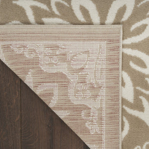 HomeRoots 7' Taupe and Ivory Floral Area Rug - Soft, Durable, Non-Skid Design Perfect for Homes with Kids & Pets 7' X 10' 564047