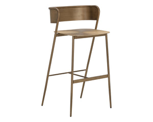 Sunpan Keanu Sleek Modern Barstool with Antique Brass Finish and Unique Starburst Design for Stylish Spaces Antique Gold