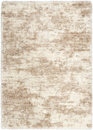 Homeroots 4' X 6' Beige And Ivory Abstract Shag Area Rug  Polyester 564066