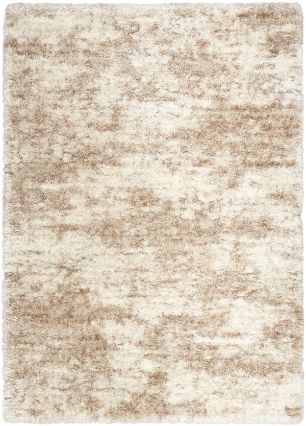 Homeroots 4' X 6' Beige And Ivory Abstract Shag Area Rug  Polyester 564066