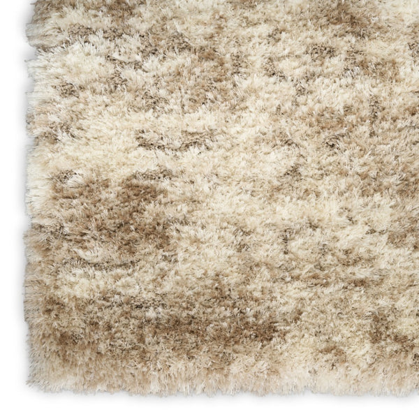 HomeRoots 4' Plush Beige and Ivory Abstract Shag Area Rug – Modern Texture for Homes with Kids and Pets 4' X 6' 564066